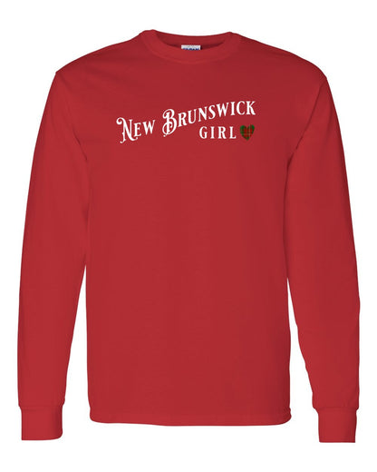 New Brunswick Girl Tartan heart Full Long Sleeve Tee