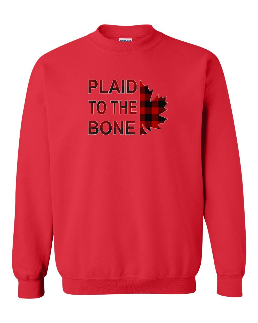 Plaid to the Bone Stacked Leaf Crewneck Sweatshirt - Gildan Canada (sewn Internationally) - Unisex