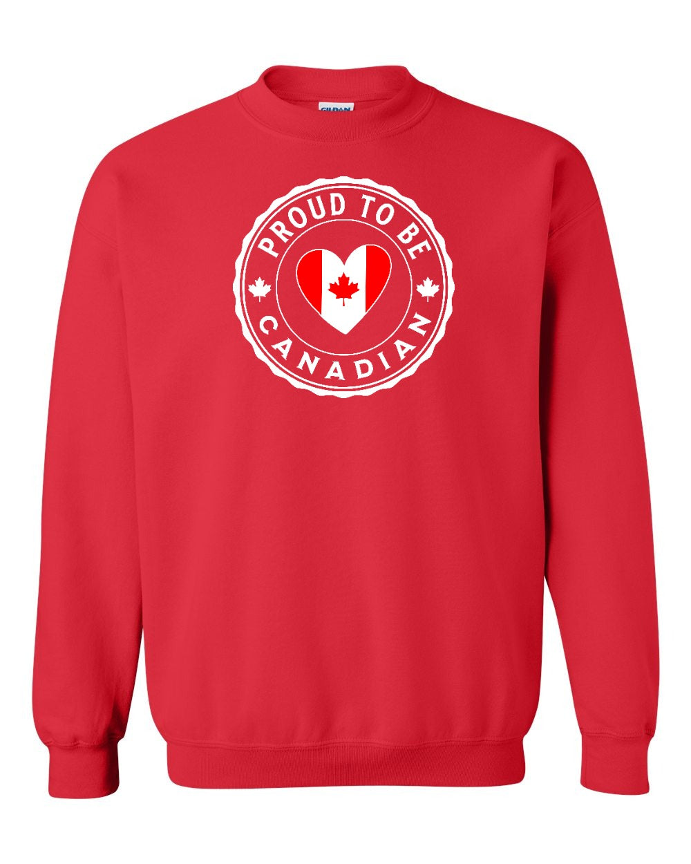 Proud to be Canadian Heart Flag Crewneck Sweatshirt - Gildan Canada (sewn Internationally) - Unisex