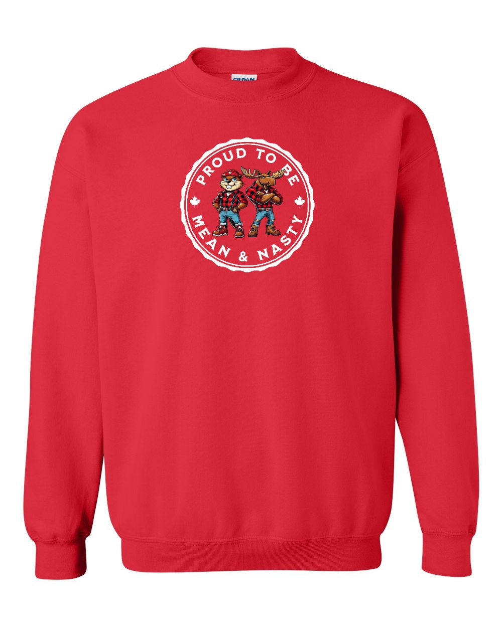 Proud Mean & Nasty Beaver and Moose Crewneck Sweatshirt - Gildan Canada (sewn Internationally) - Unisex