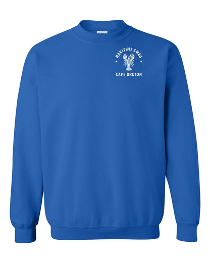 Maritime Swag Cape Breton Mandala white Lobster Left Chest and Back Crewneck Sweatshirt
