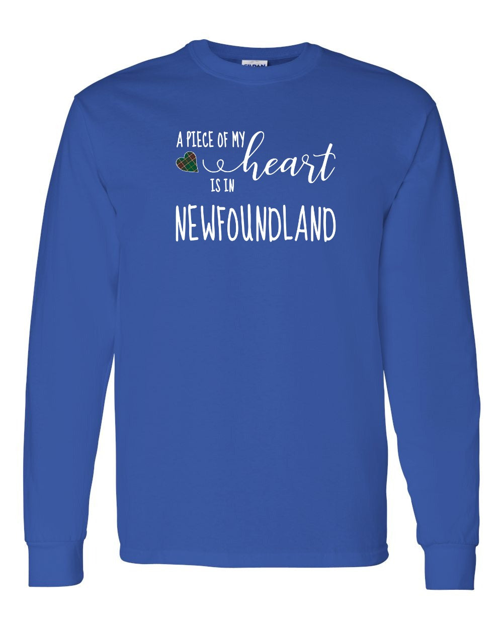 A piece of My heart in NFLD Tartan Heart Long Sleeve - Unisex