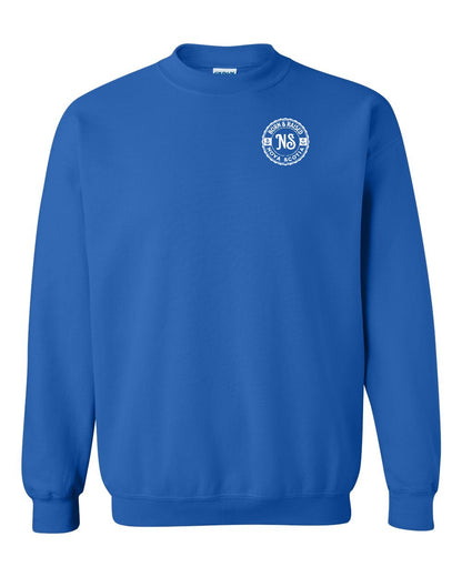 Born & Raised Nova Scotia Left Chest and Back crew-neck