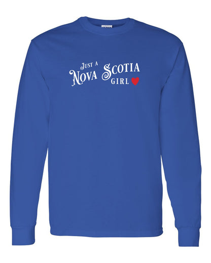Just a Nova Scotia Girl Red Heart Full Long Sleeve Tee