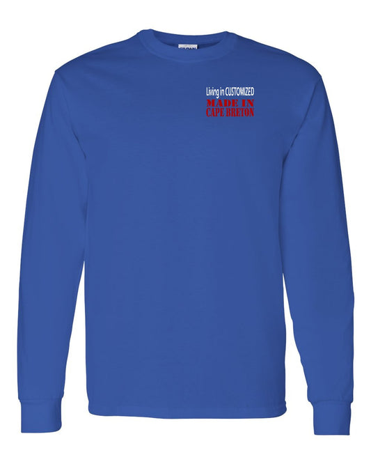 Living in Custom Made in Cape Breton Left Chest and Back Long Sleeve Tee