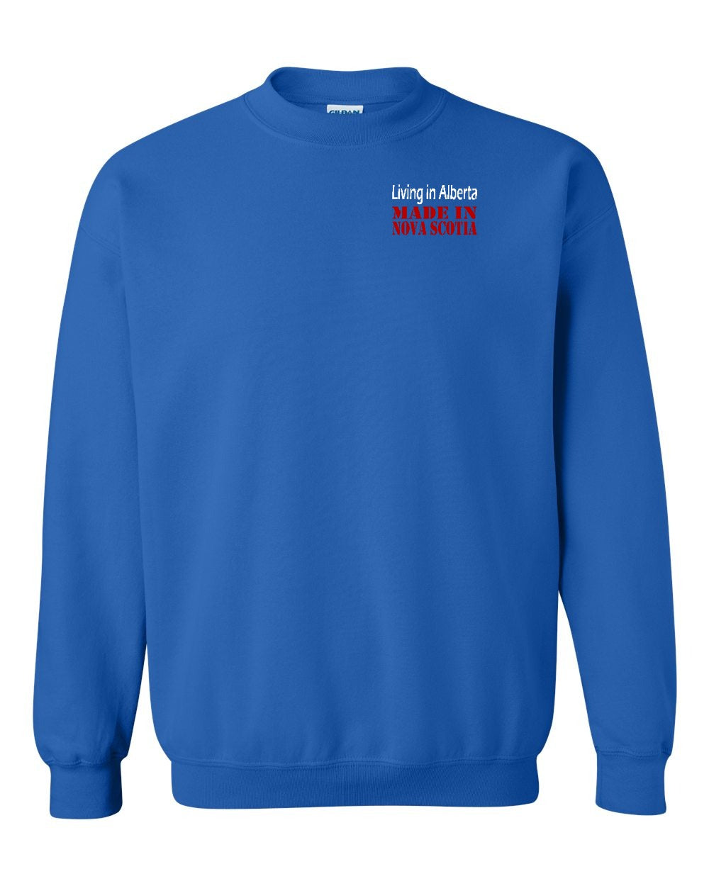 Living Alberta Made in Nova Scotia Left Chest and Back crew-neck