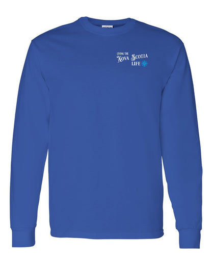 Living the Nova Scotia Life blue Left Chest Long Sleeve Tee