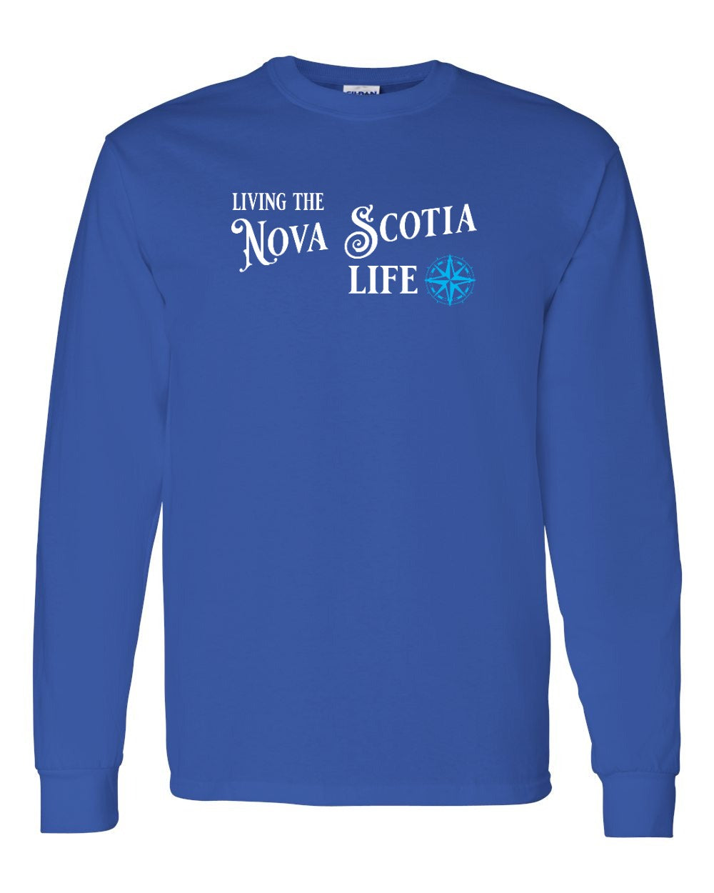 Living the Nova Scotia Life blue Full Long Sleeve Tee