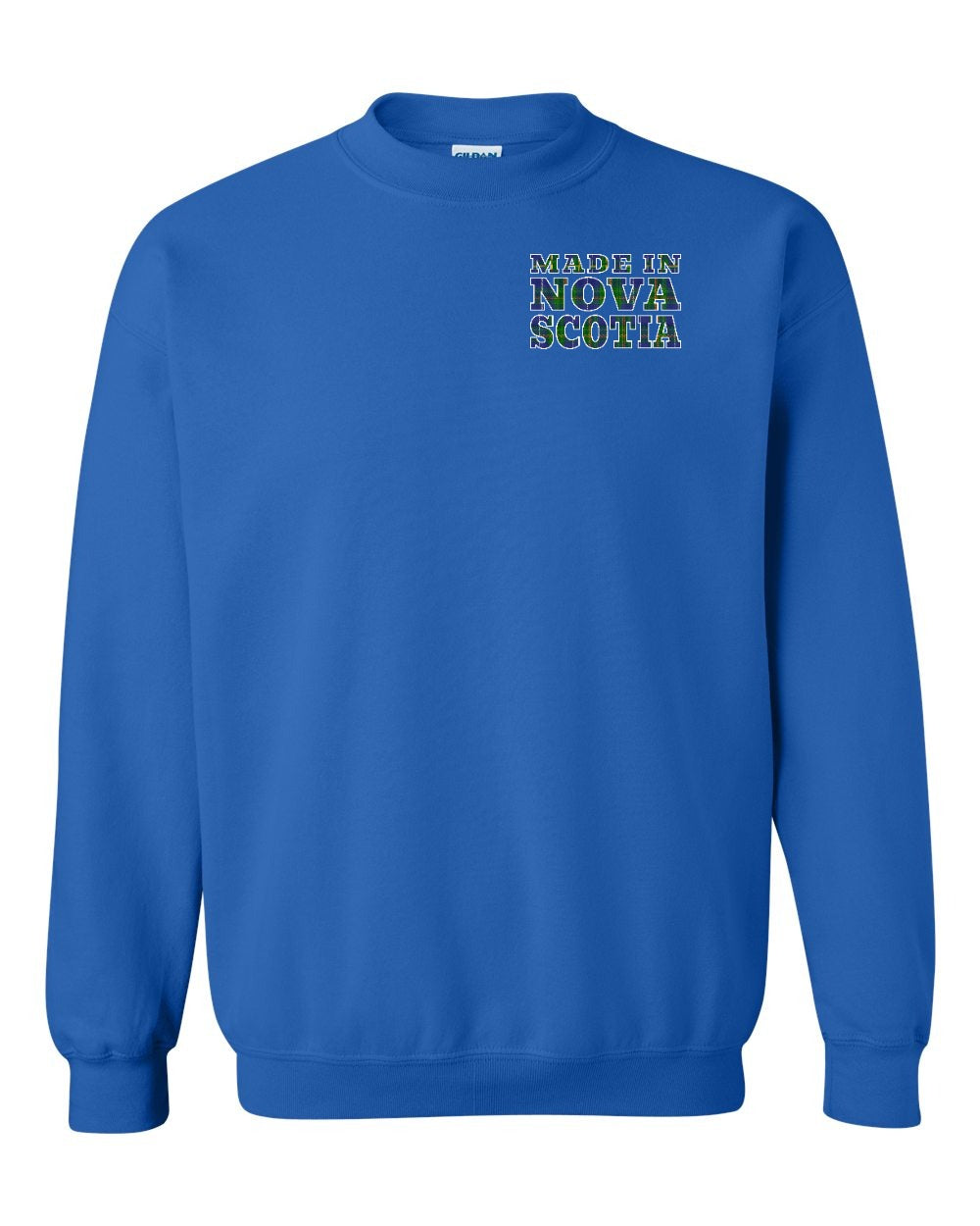 Made In NS ( Tartan Lettering) Left Chest and Back Crewneck Sweatshirt - Unisex