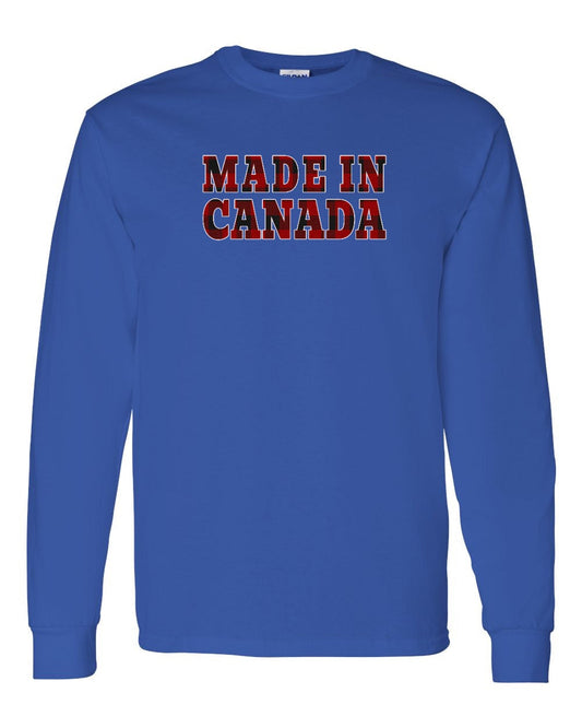Made in Canada Plaid Background Full Long Sleeve