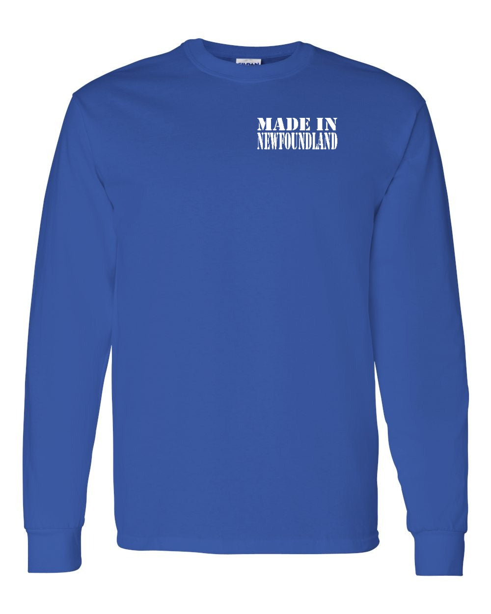 Made In NFLD ( White Lettering) Left Chest Long Sleeve - Unisex