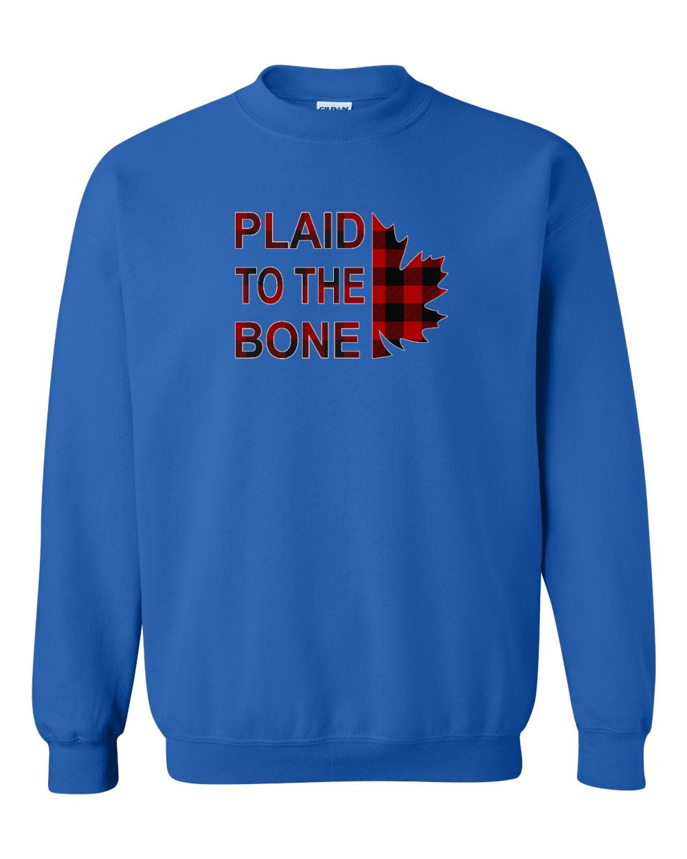 Plaid to the Bone Stacked Leaf Full Crewneck