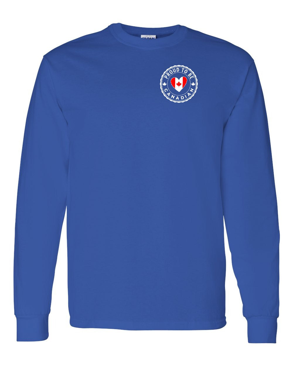 Proud to be Canadian Heart Flag Left Chest Long Sleeve - Gildan Canada (sewn Internationally) - Unisex