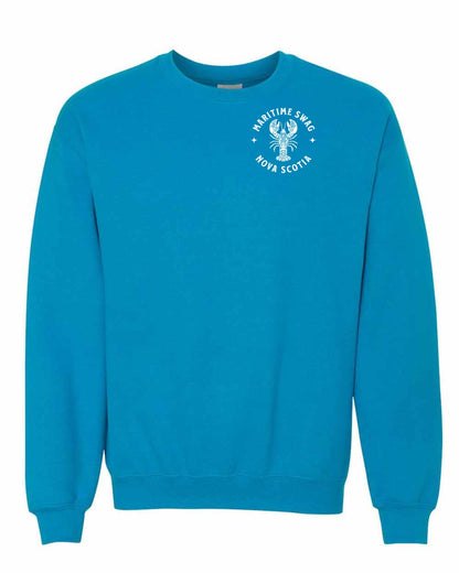 Maritime Swag Nova Scotia Mandala white Lobster Left Chest and Back crew-neck