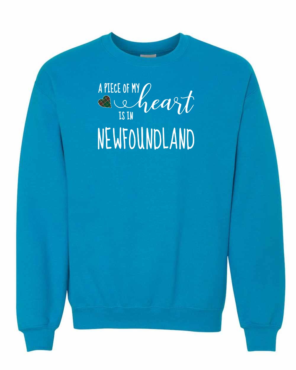 A piece of My heart in NFLD Tartan Heart Crewneck Sweatshirt - Unisex
