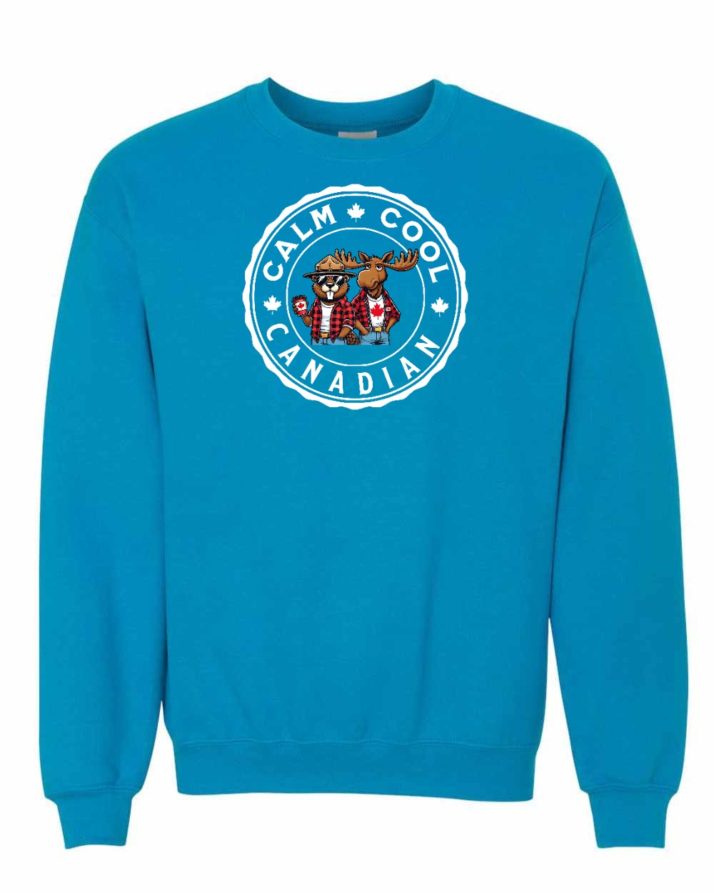 Calm Cool Moose and Beaver Crewneck Sweatshirt - Gildan Canada (sewn Internationally) - Unisex