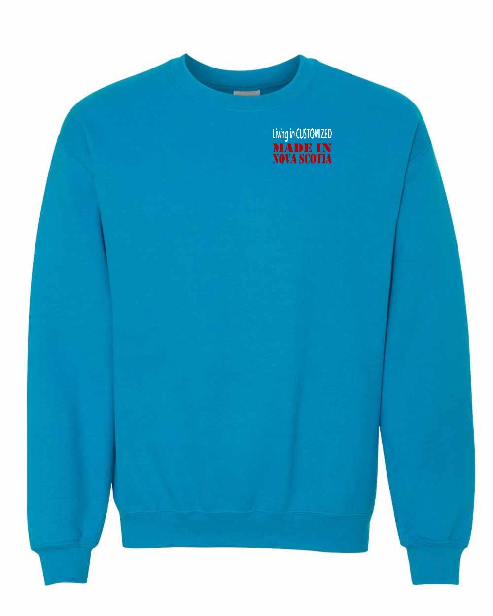 Living in Custom Made in Nova Scotia Left Chest and Back crew-neck