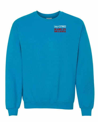 Living in Custom Made in Nova Scotia Left Chest and Back crew-neck