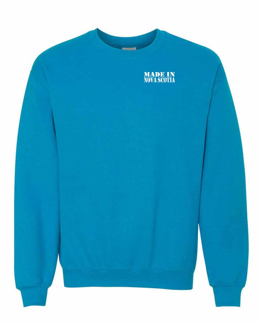 Made In Nova Scotia ( White Lettering) Left Chest and Back crew-neck