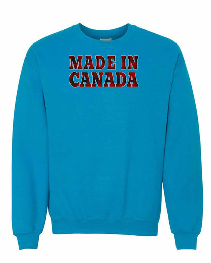 Made in Canada Plaid Background Full Crewneck