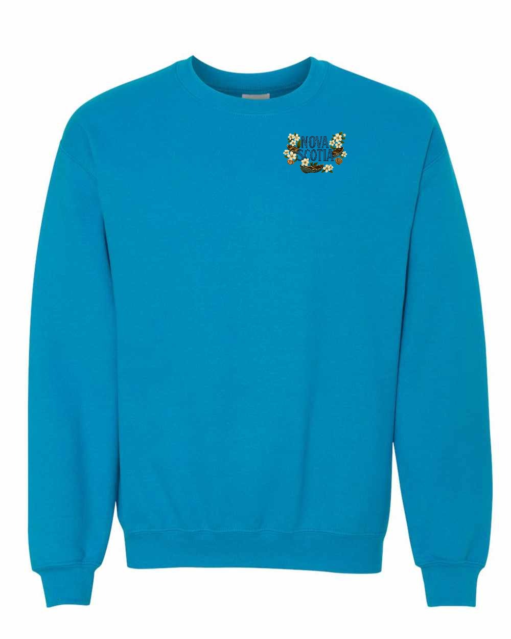 Nova Scotia Flowers Left Chest and Back crew-neck