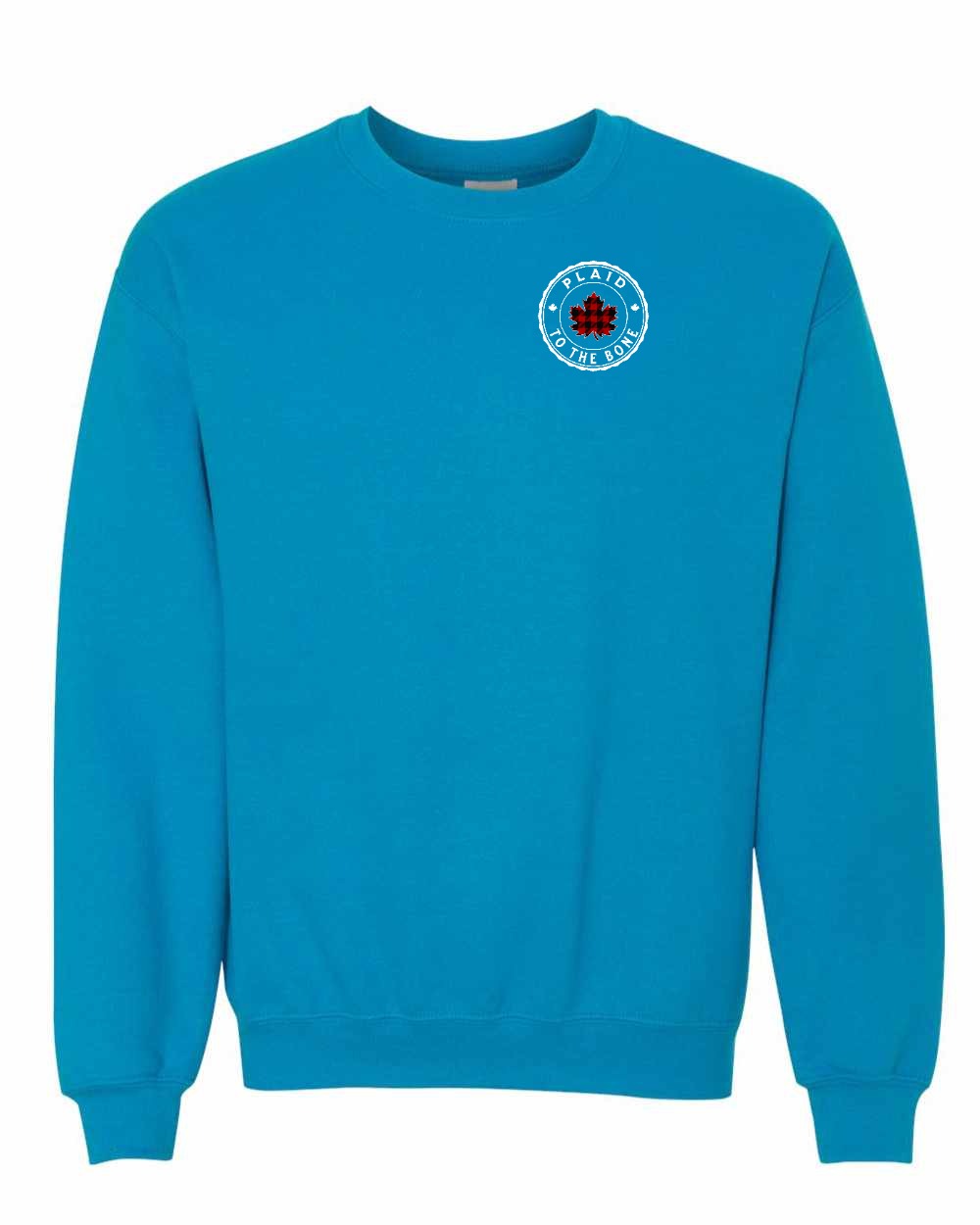 Plaid to the Bone Circle Leaf Left Chest Crewneck Sweatshirt - Gildan Canada (sewn Internationally) - Unisex