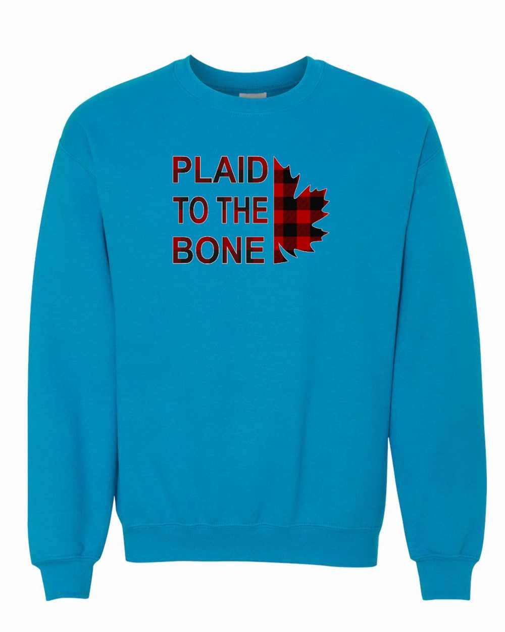 Plaid to the Bone Stacked Leaf Full Crewneck