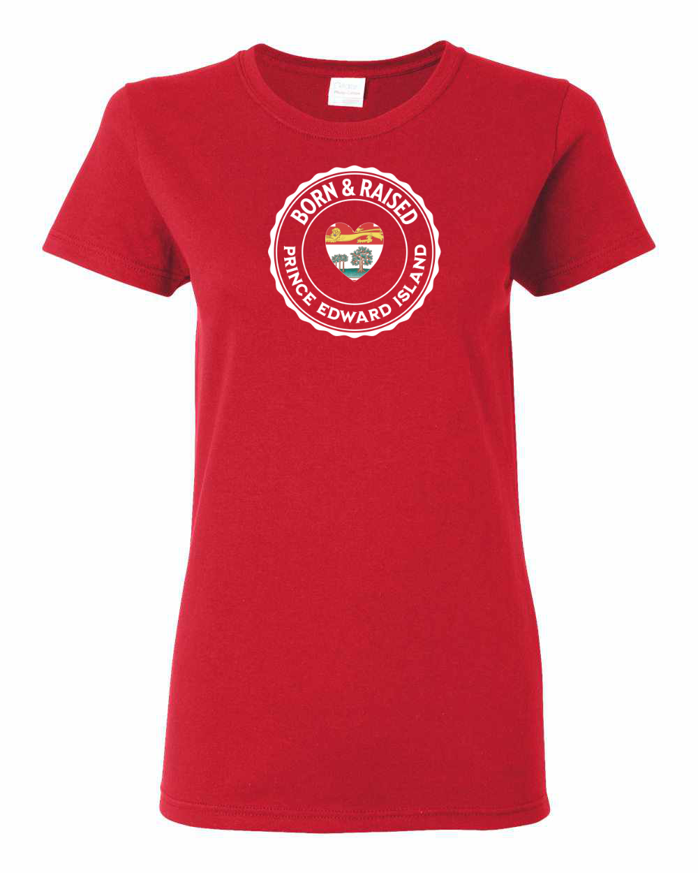 Born and Raised Heart Flag PEI Women's Tee