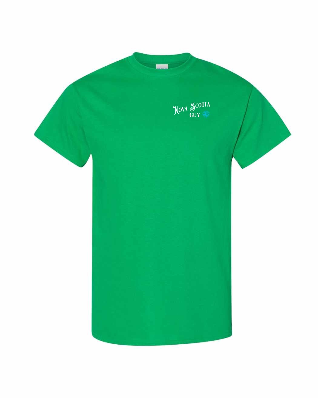 Nova Scotia Guy blue Left Chest and Back mens-tee