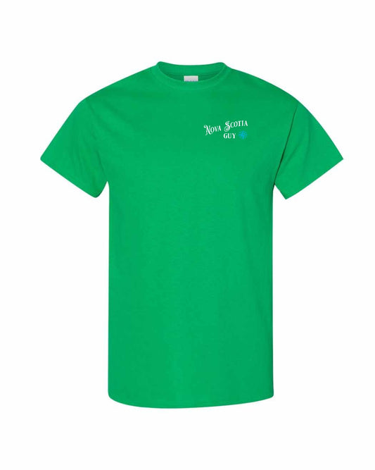 Nova Scotia Guy blue Left Chest and Back mens-tee