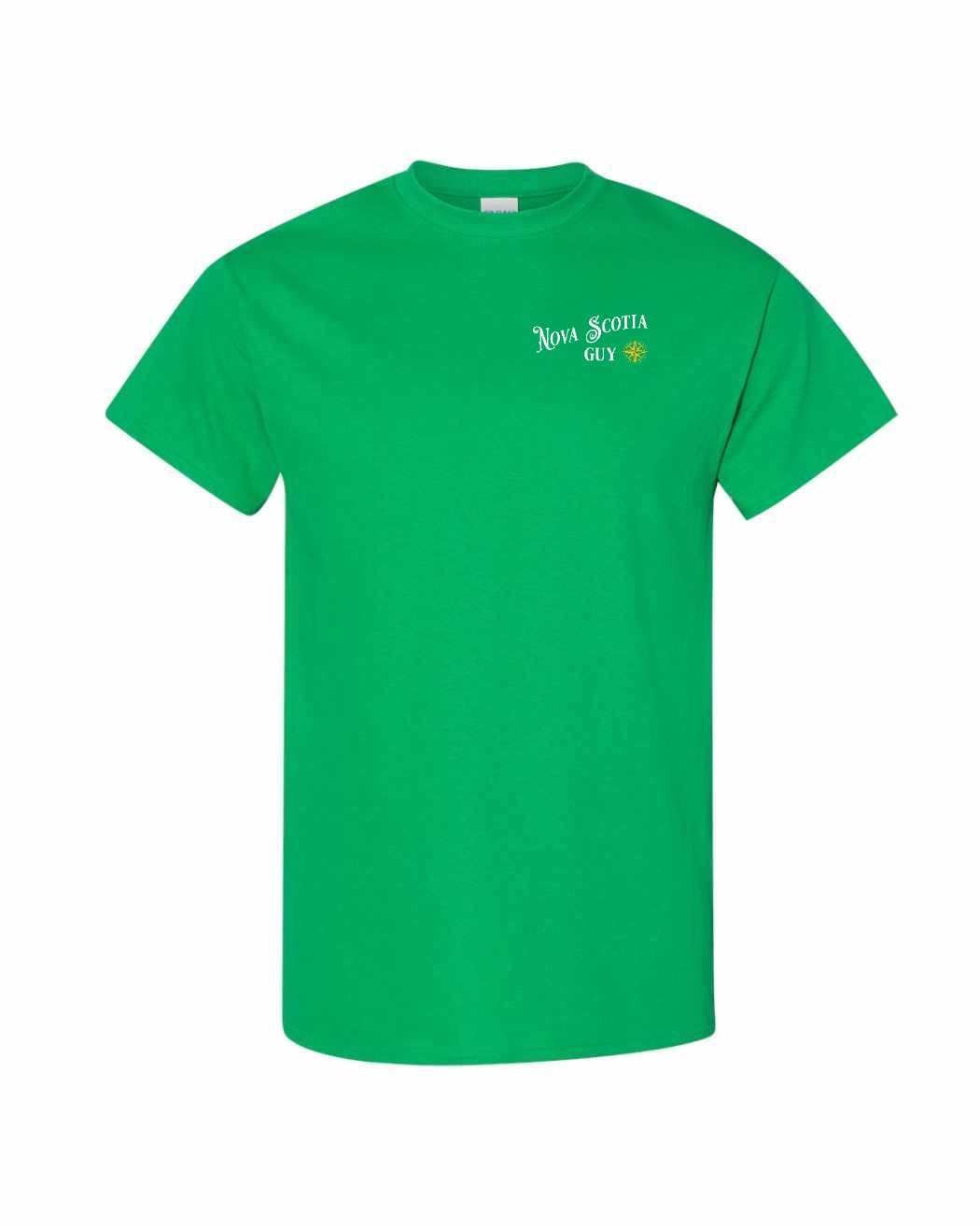 Nova Scotia Guy yellow Left Chest and Back mens-tee