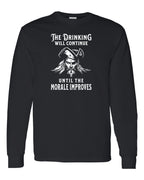 Maritime Swag  Pirate Drinking Morale Improves Long Sleeve Tee - Unisex