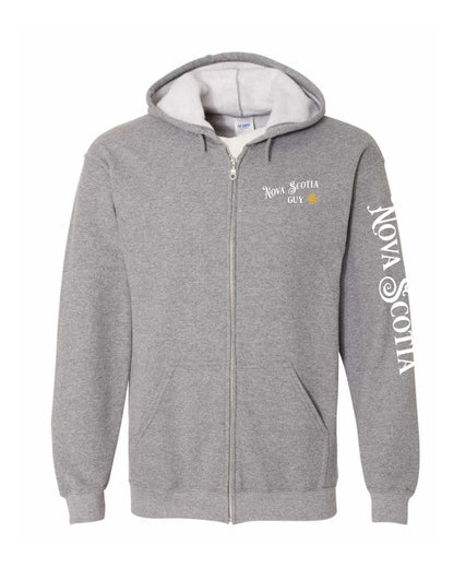 Nova Scotia Guy Yellow Compass Left Chest and Sleeve Zip Hoodie