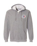 Acadian Born and Raised Acadian Flag Center - Left Chest and Back Zip Hoodie - Unisex