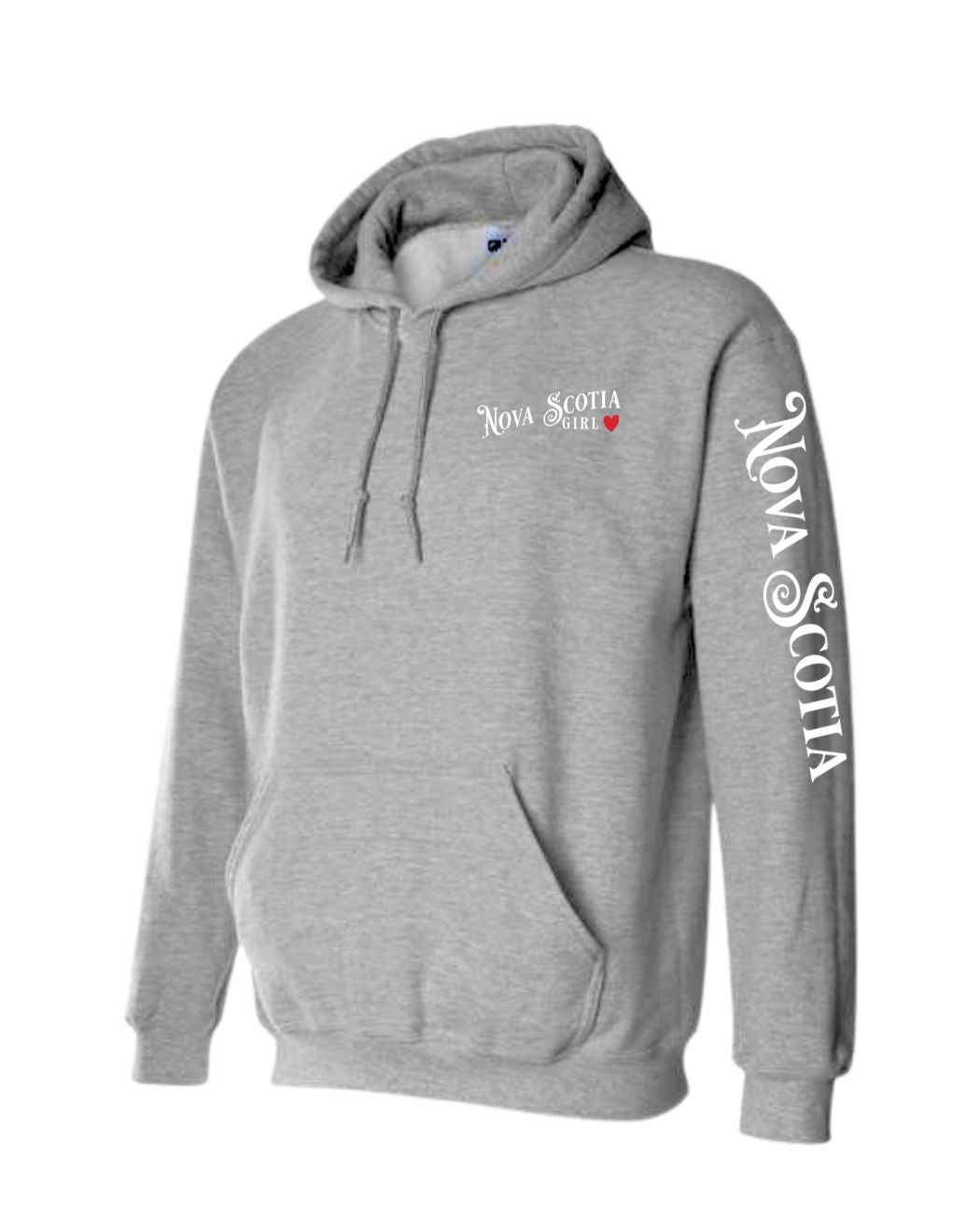 NS Girl Red Heart Left Chest and Sleeve Pullover Hoodie - Unisex