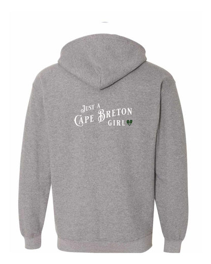 Just a Cape Breton Girl Tartan Left Chest and Back Zip Hoodie
