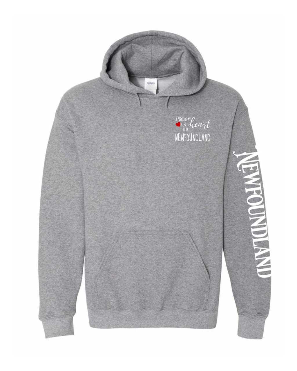 A piece of my Heart NFLD Left Chest (Red Heart) and Sleeve Pullover Hoodie - Unisex