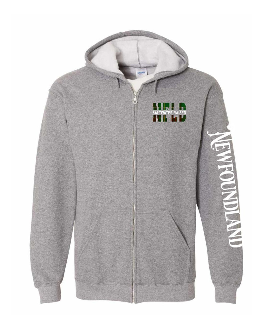 NFLD Saltwater Raised Left Chest And Sleeve Zip Hoodie - Unisex