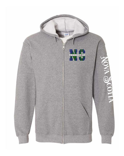 Product Of Nova Scotia Left Chest and Sleeve Zip Hoodie