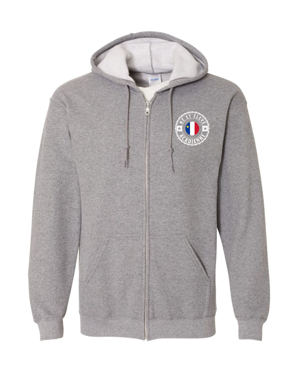 Ne Et Eleve Acadienne Flag Left Chest and Back Zip Hoodie French - Unisex