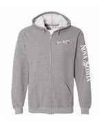 NS Girl Red Heart Left Chest and Sleeve Zip Hoodie - Unisex