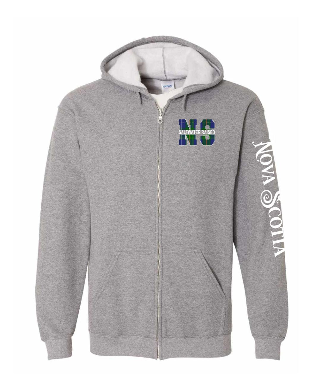 Salwater Raised Nova Scotia Left Chest and Sleeve Zip Hoodie