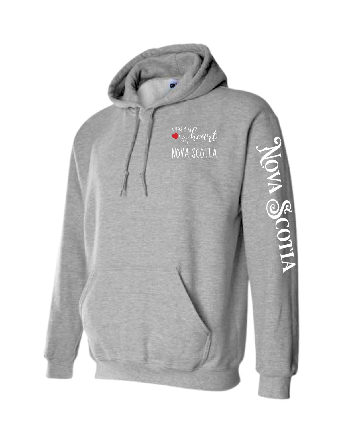 A piece of my heart is in Nova Scotia ( Red Heart ) Left Chest and Sleeve Pullover Hoodie