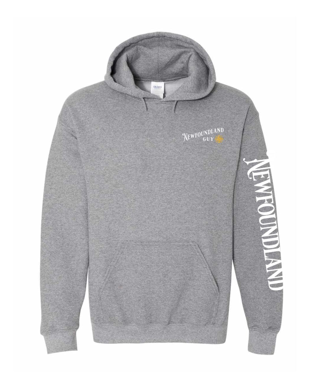 Newfoundland Guy Yellow Compass Left Chest and Sleeve Pullover Hoodie