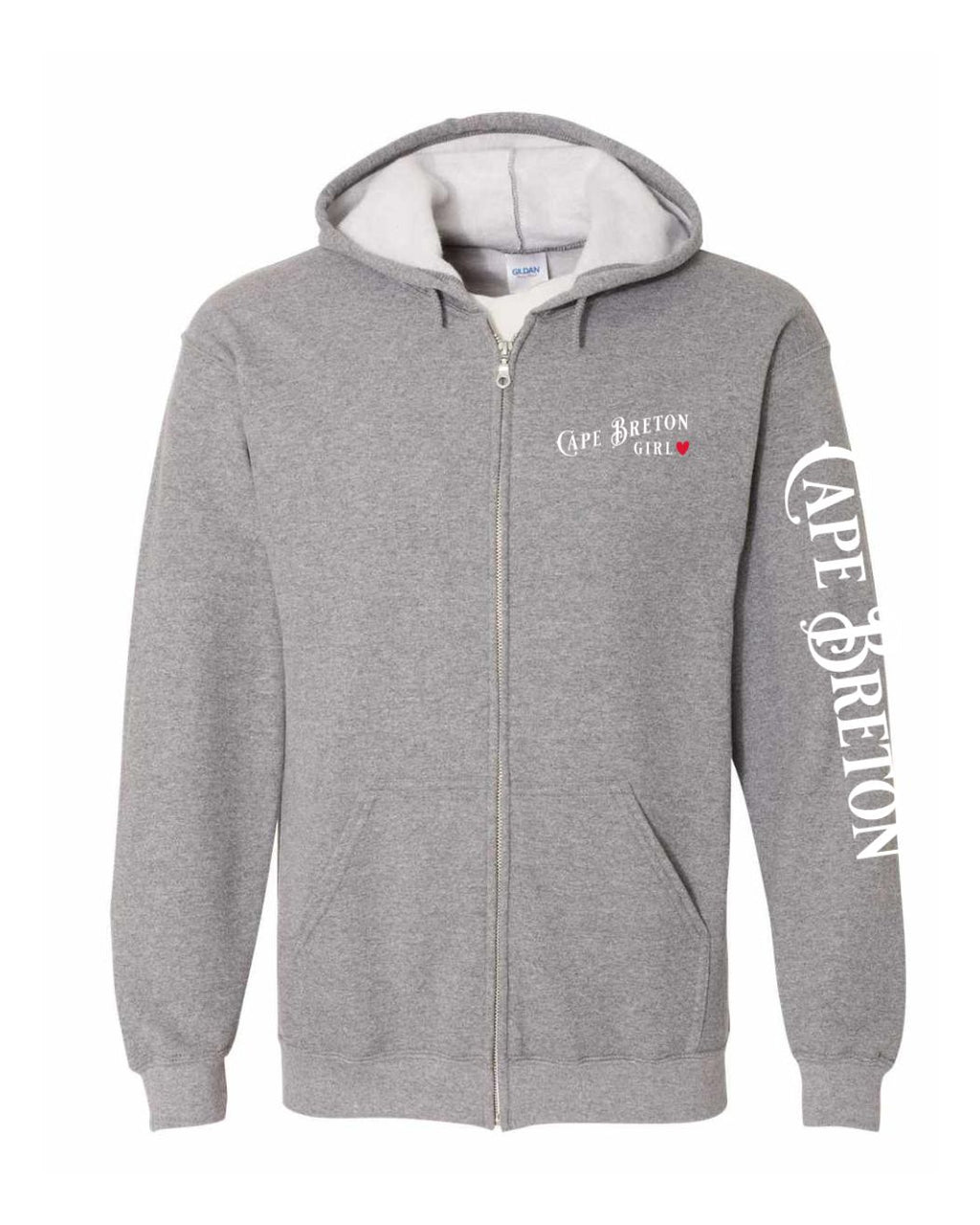 CB Girl Red Heart Left Chest and Sleeve Zip Hoodie - Unisex