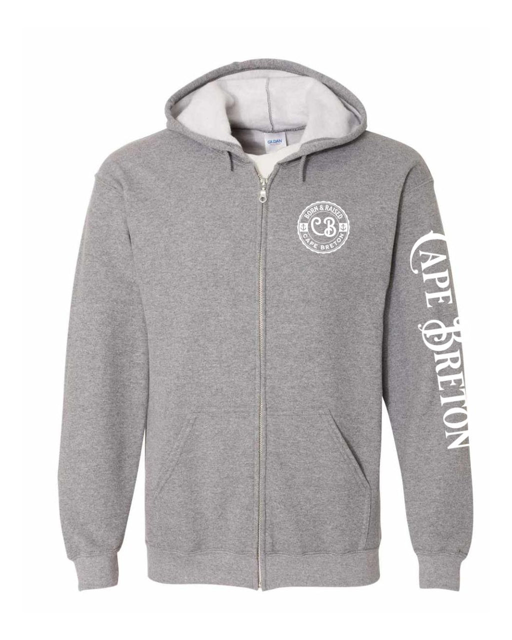 Born and Raised CB Left Chest and Sleeve Zip Hoodie - Unisex