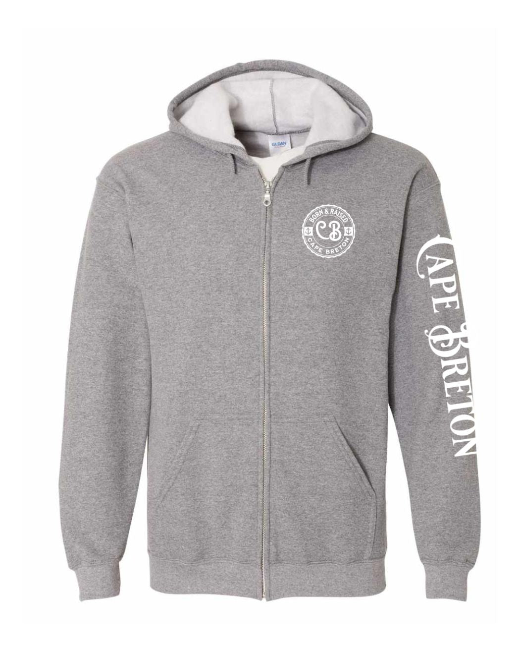 Born and Raised CB Left Chest and Sleeve Zip Hoodie - Unisex