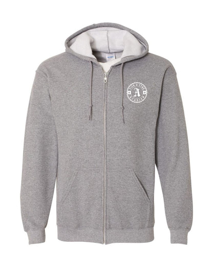 Fier D'etre Acadien White Design Left Chest Only French Zip Hoodie