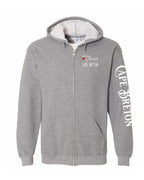A piece of my Heart CB Red Heart Left Chest and Sleeve Zip Hoodie - Unisex
