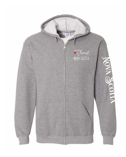 A piece of my heart is in Nova Scotia Left Chest and Sleeve Zip Hoodie